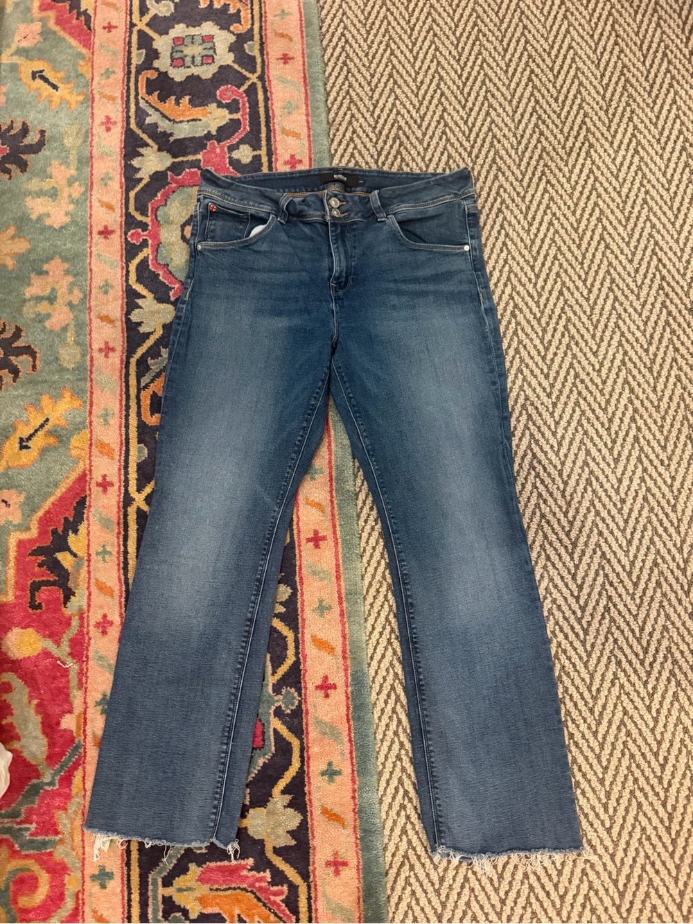 Hudson Beth Baby Boot Raw Hem Flare Jeans Size 34